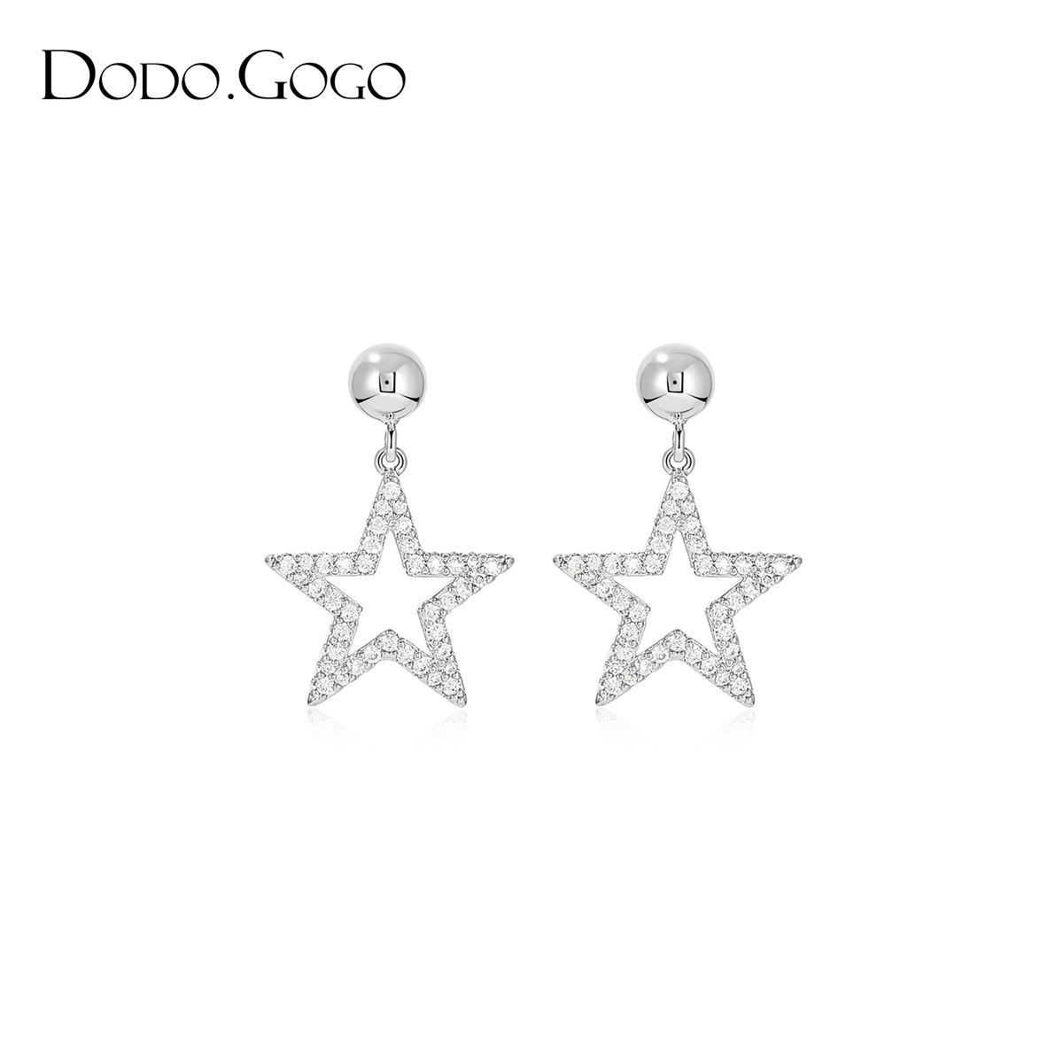 DODOGOGO 合金合成锆石耳饰 简约五角星时尚百搭精致设计感耳钉女