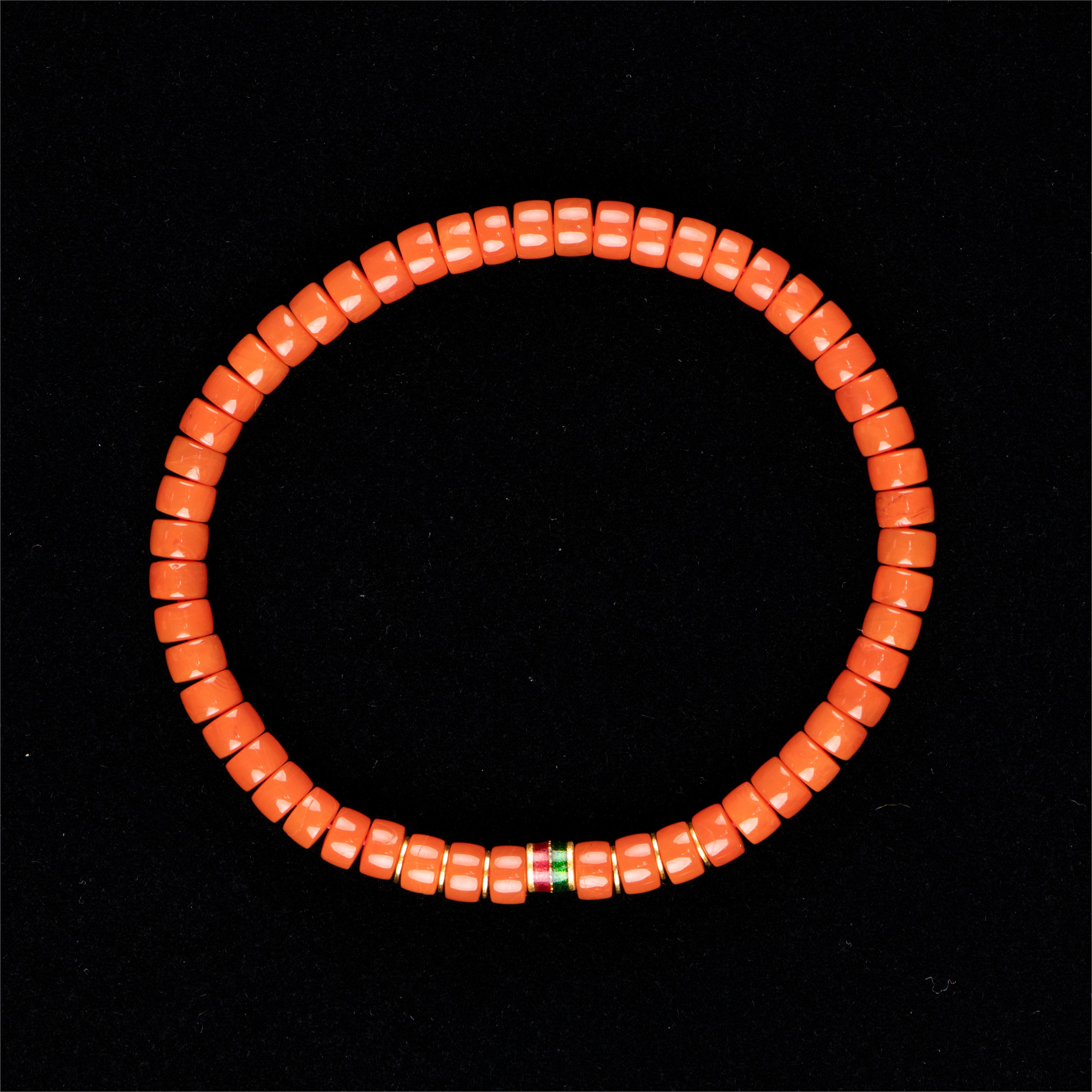 路路通足金南红药片手串 4-5mm 手围15cm 金约0.9g L