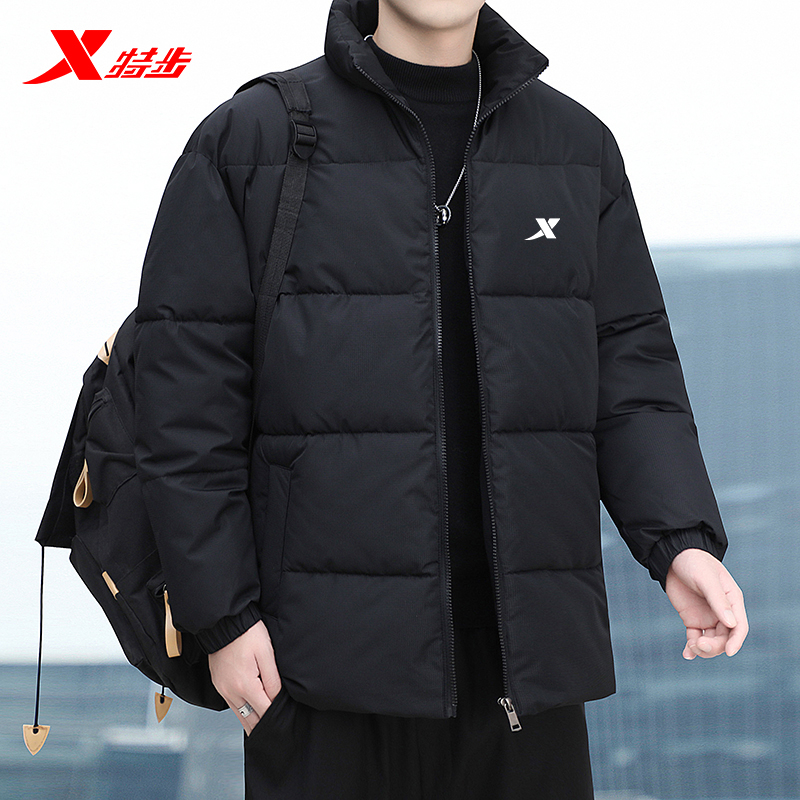 特步冬季男士棉衣2023新款宽松保暖棉服青年外套棉袄大码时尚潮流