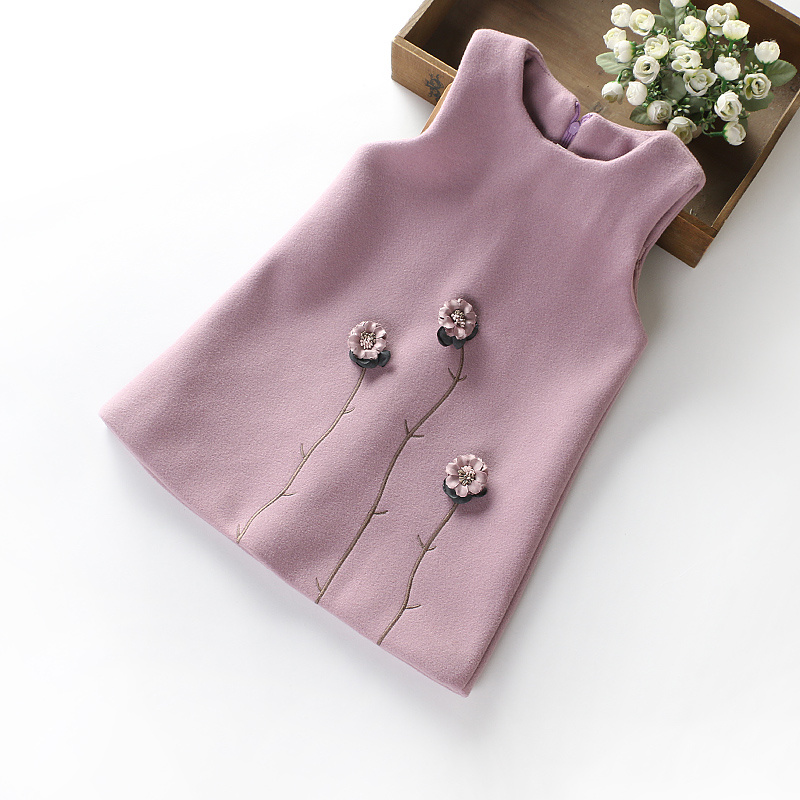 女童毛呢背心裙2023秋冬加厚韩版儿童女孩气质修身无袖呢子连衣裙