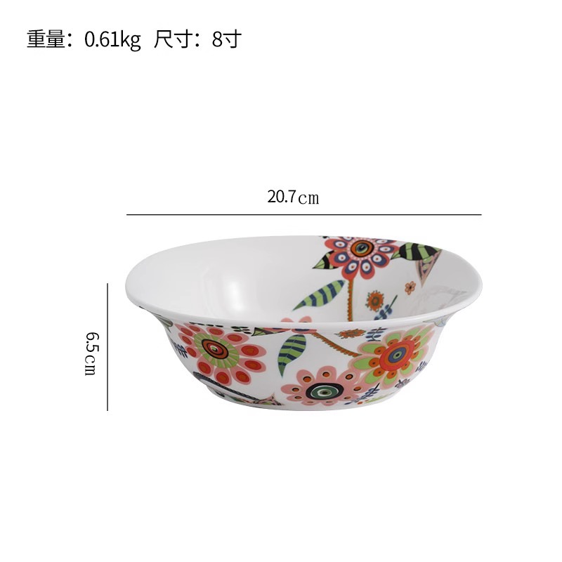 （编码：8）蝶恋花8寸方碗方形菜碗面碗汤碗