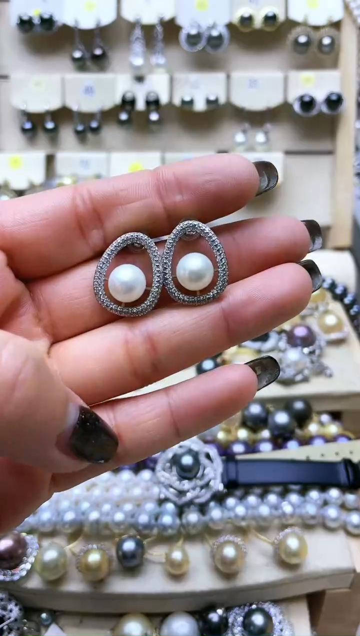 【闪购商品】海水珍珠耳饰银S925镶嵌2