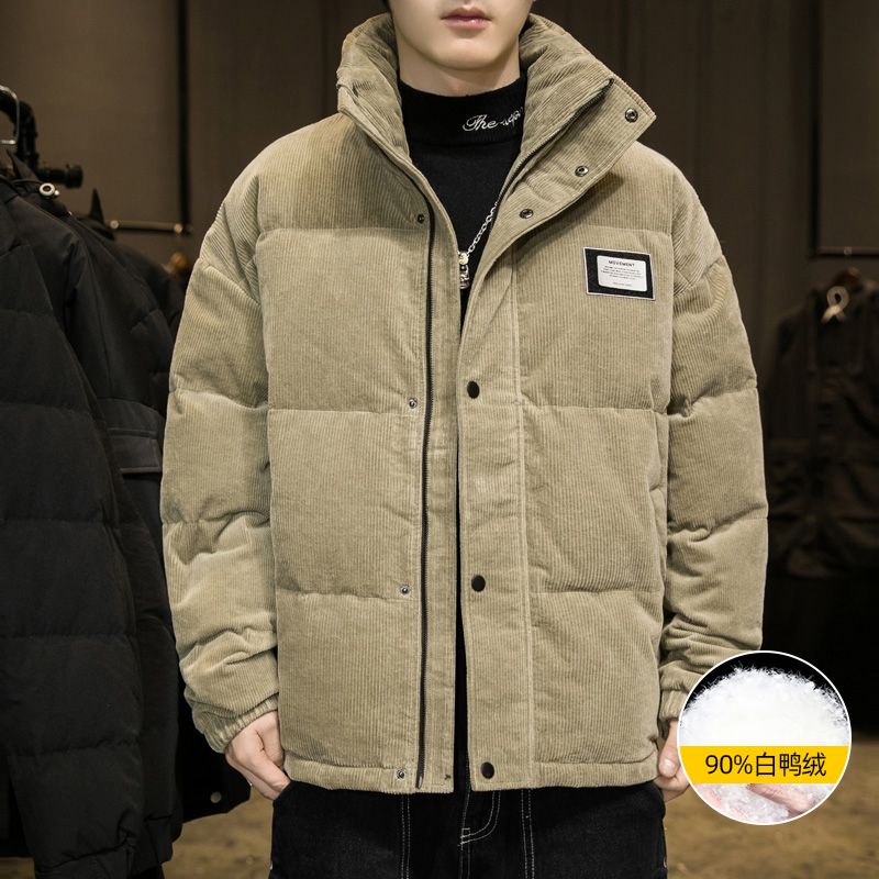 雅鹿羽绒服白鸭绒100%灯芯绒羽绒服男男士外套秋冬季保罗加厚超厚