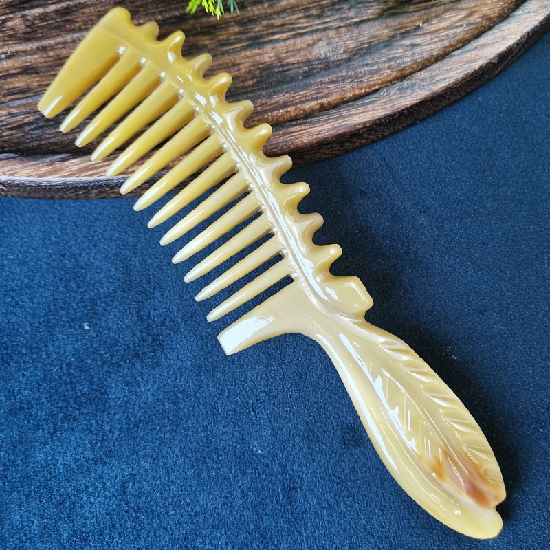精品牛角梳牦牛角梳子头部头皮按摩梳大号加厚梳头精品梳子