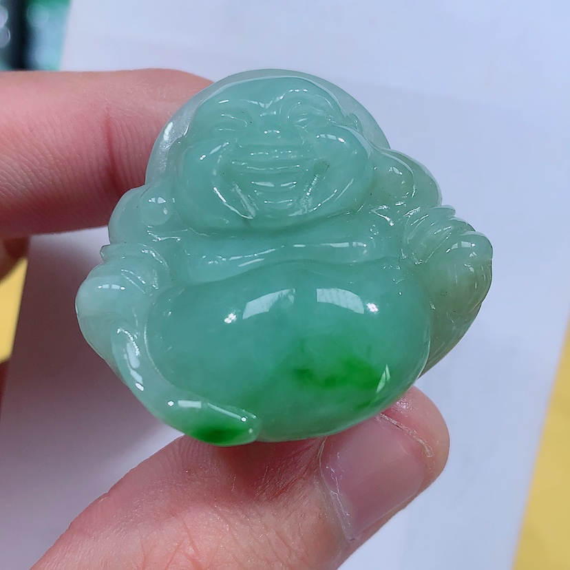 天然A货缅甸翡翠佛公吊坠，照片左滑看尺寸