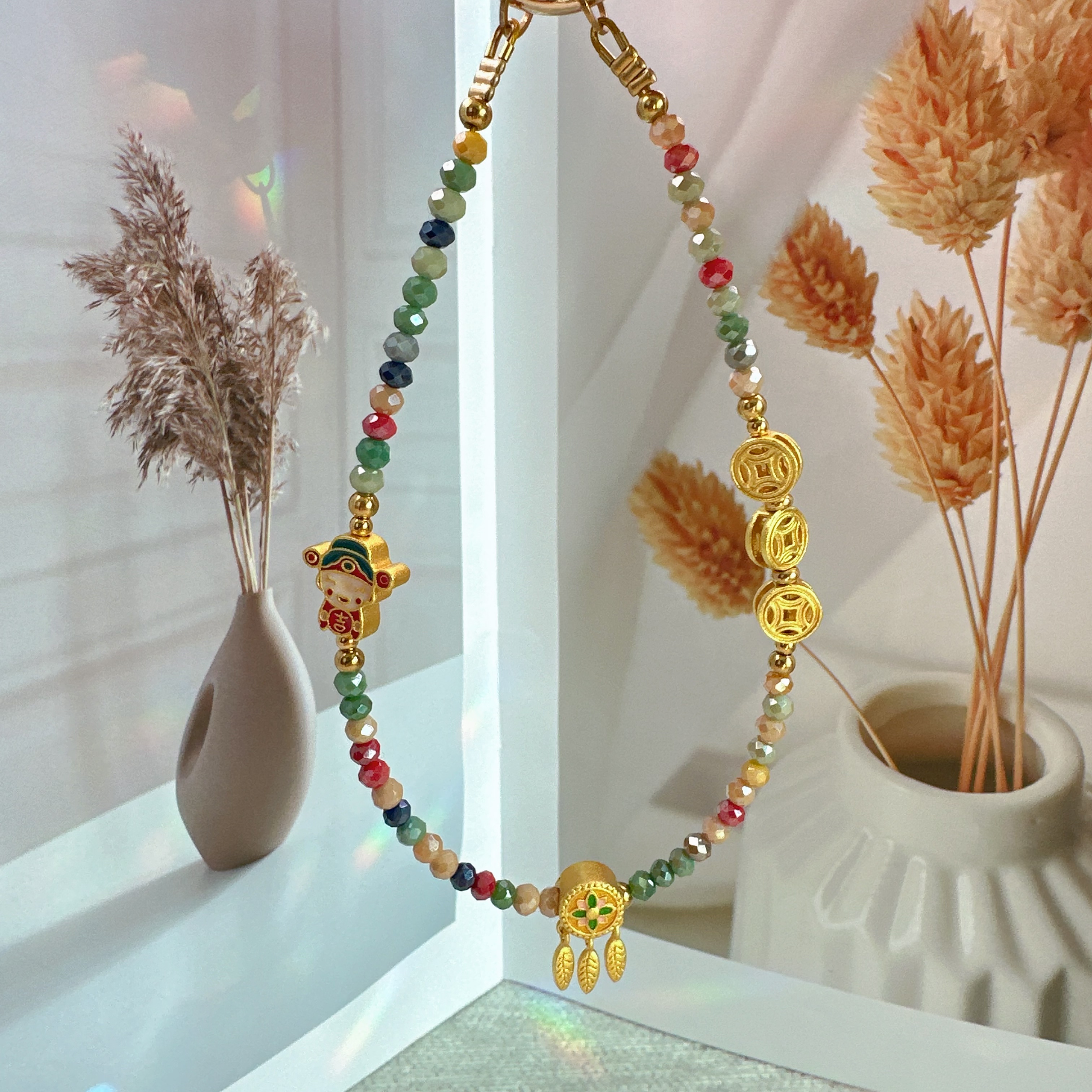 2494【财宝算盘】手工ins女挂饰通用防丢手提防摔手机链钥匙扣挂件