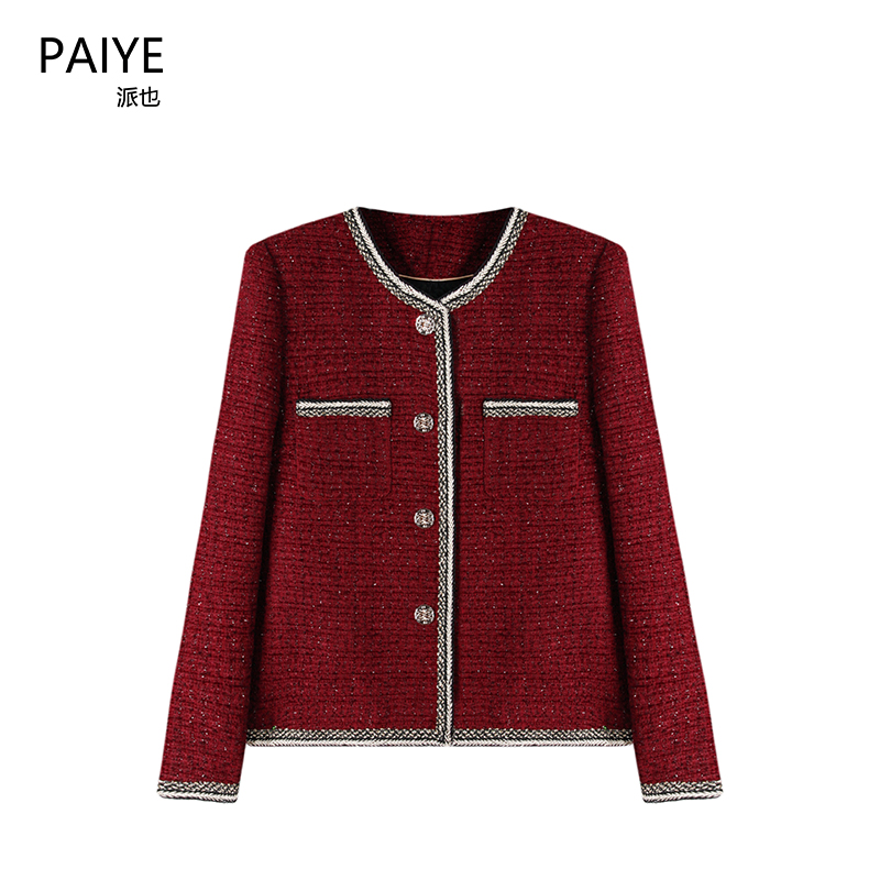 2024春秋新款红色小香风名媛风短外套时尚优雅端庄女冬上衣A72185