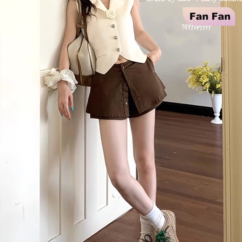 学院风下摆防走光衬衫半身裙裤女百搭a字短裙