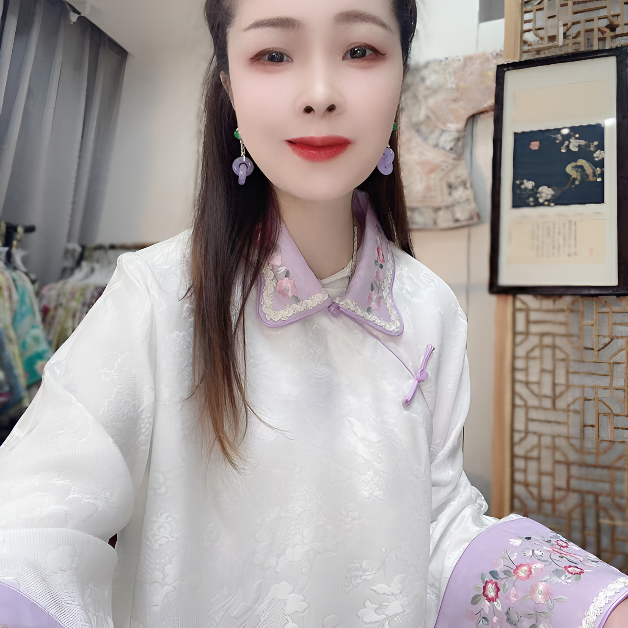 绣裳花原创设计新中式国风手工刺绣时尚优雅气质蝴蝶领打底上衣