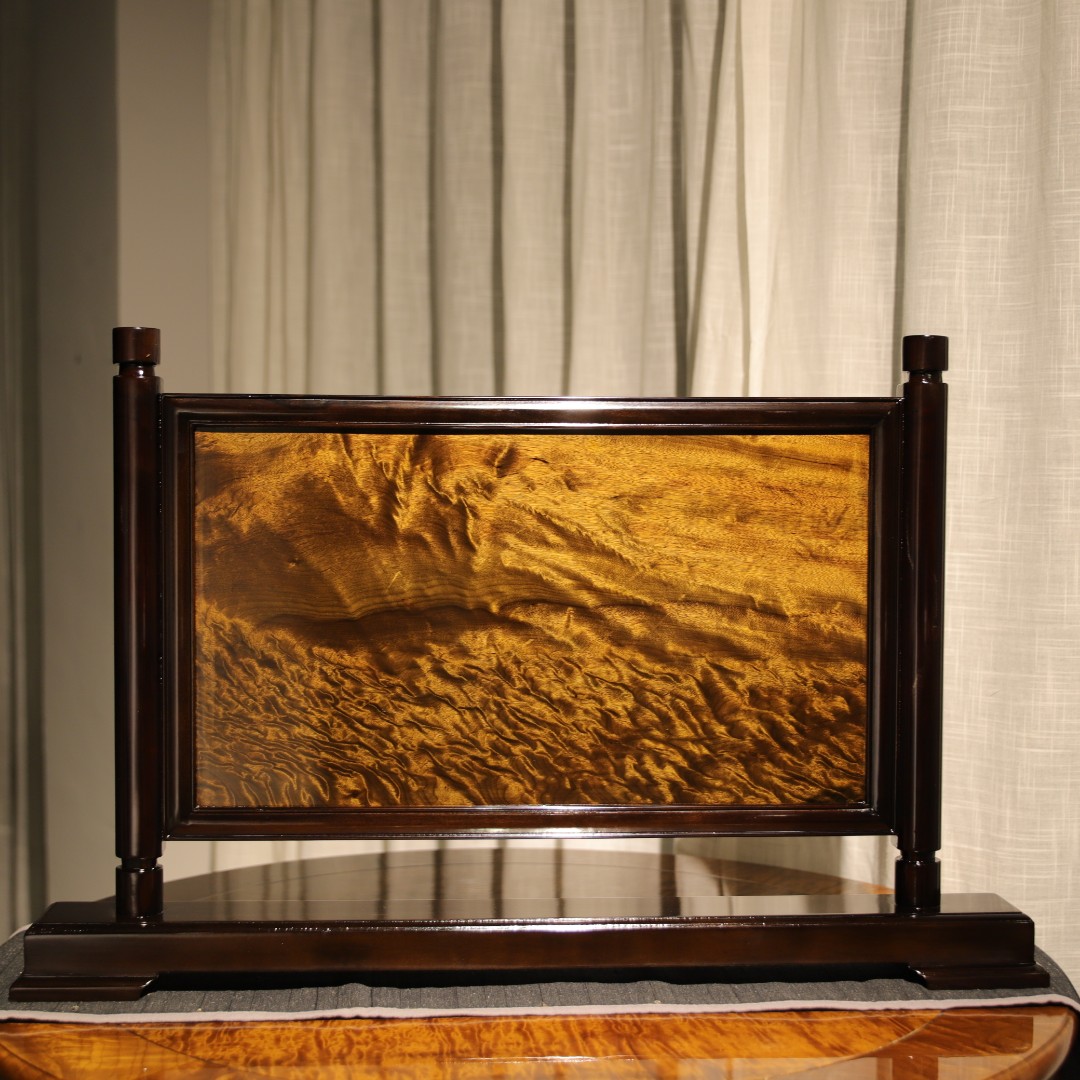 金丝楠阴沉木独板满花纹意境（海天一色）玄关摆件