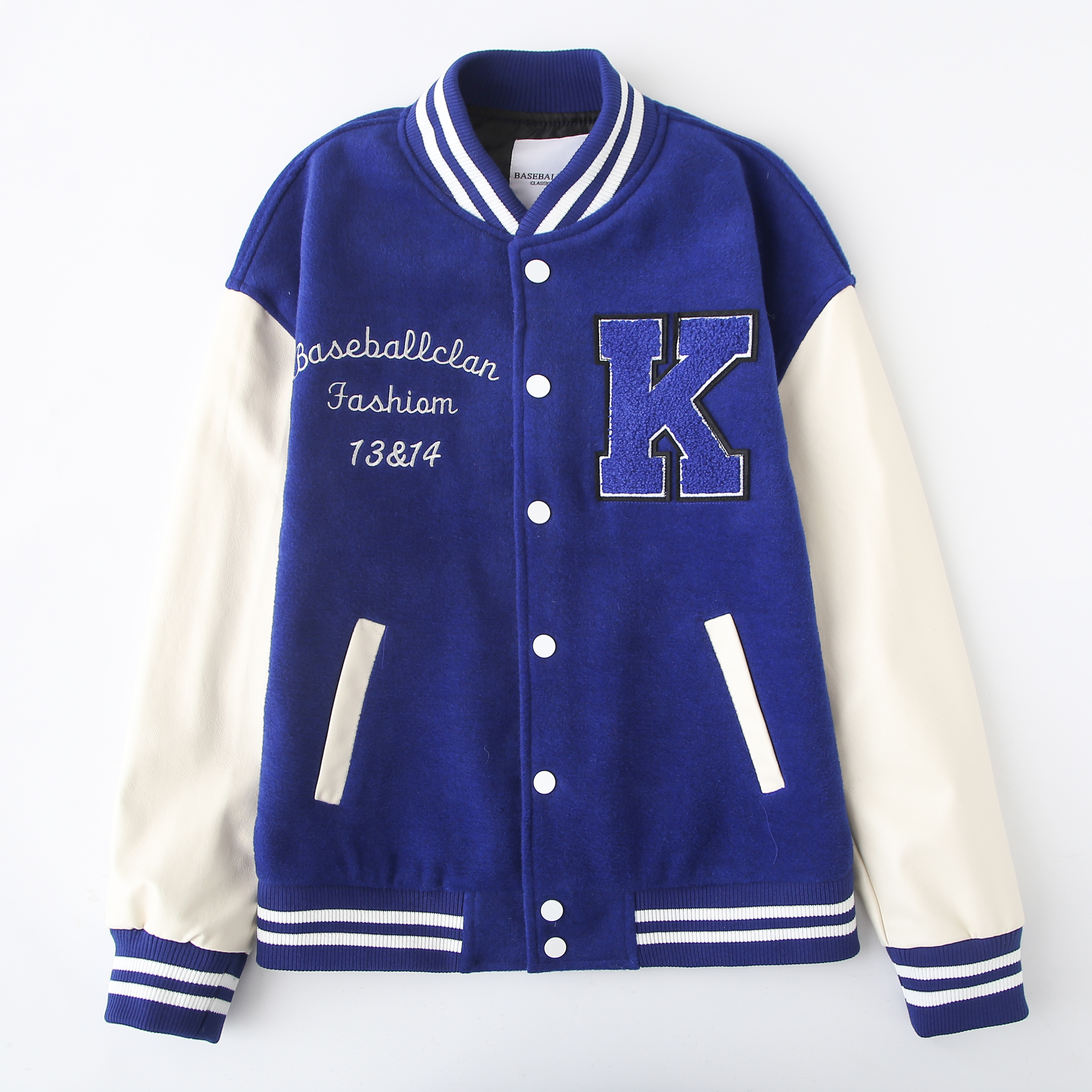 K字母蓝色棒球服休闲百搭宽松外套男女同款