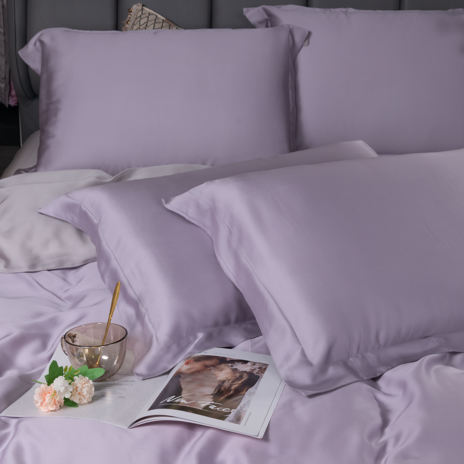 【孤品】-枕套-轻奢纯色宽边枕套床单丝滑透气凉感可机洗莱赛尔纤维