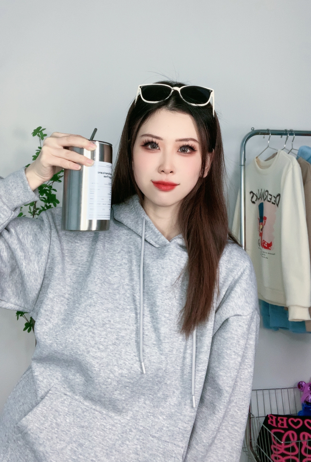 加绒卫衣女秋冬高档美式百搭时尚休闲大气上档次连帽女士卫衣纯色