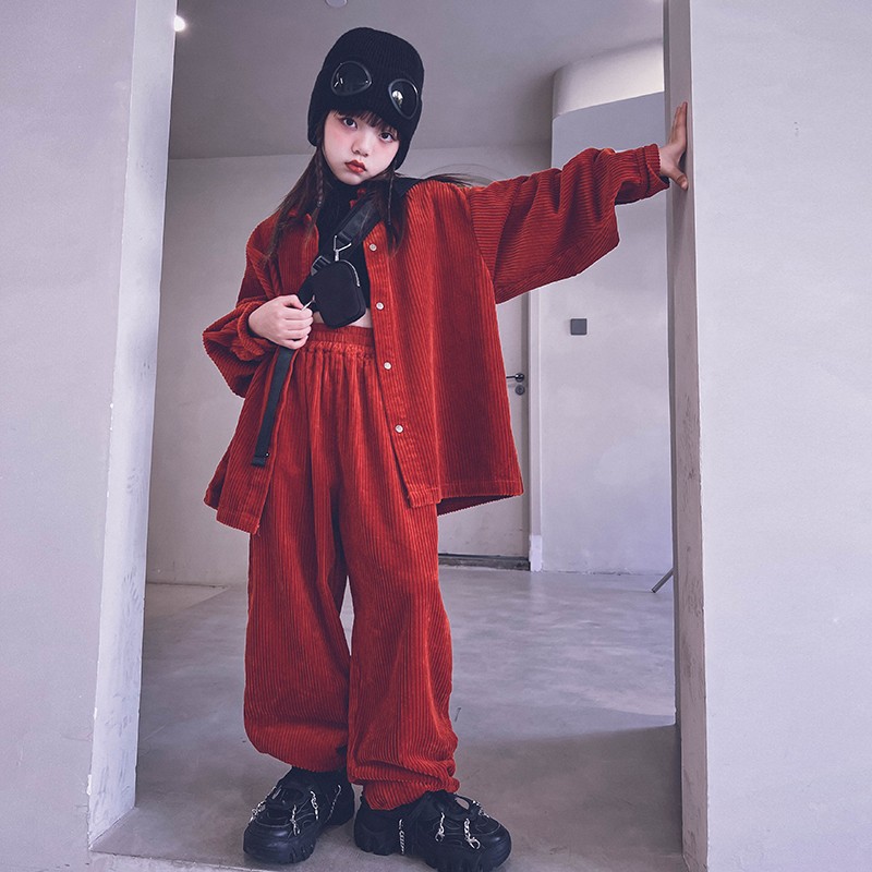 冷大娘定制男女儿童灯芯绒宽松上衣休闲街舞演出表演服亲子款