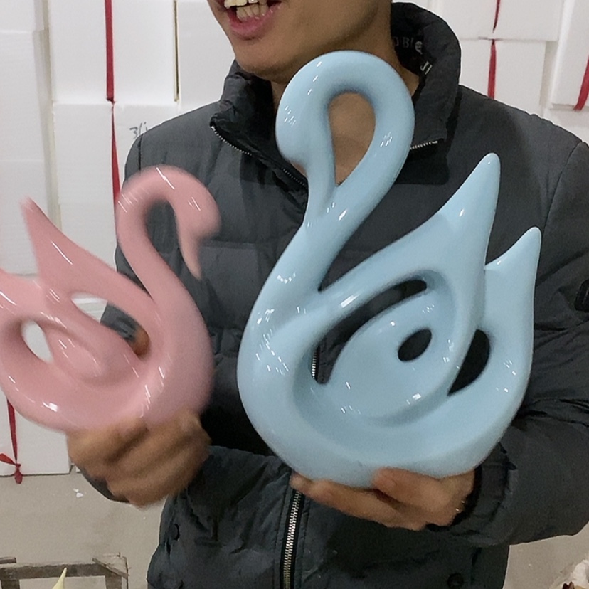 【闪购商品】陶瓷摆件马卡龙情侣天鹅微瑕