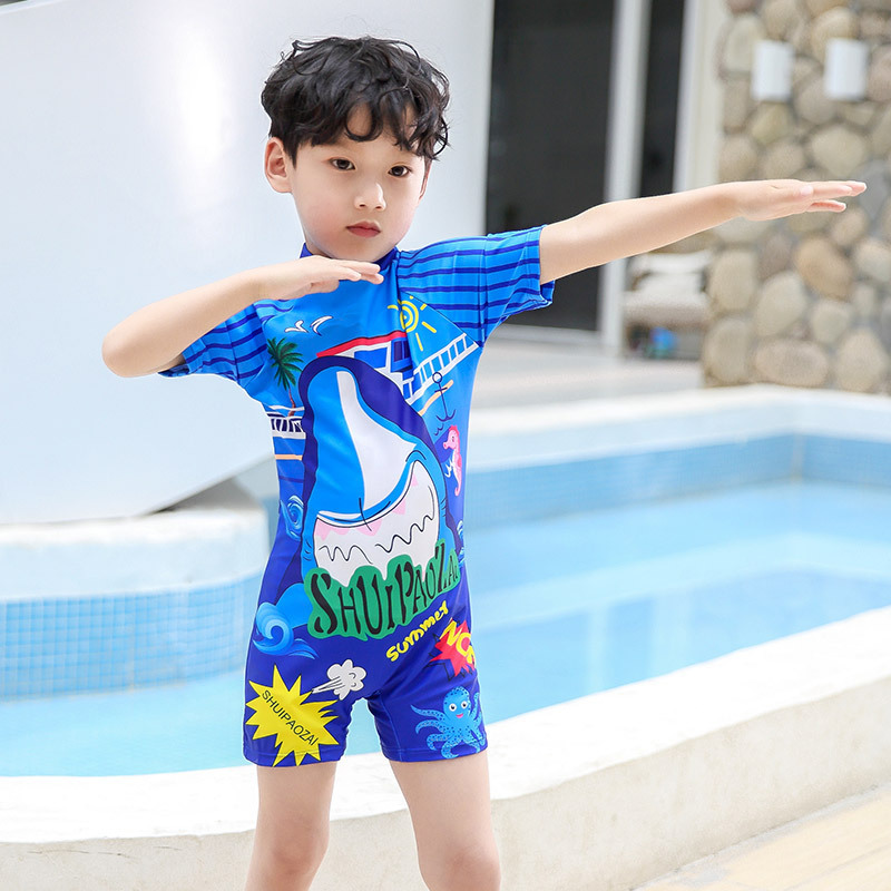 夏季儿童运动连体泳衣冲浪亲子泳衣适合4-13岁宝贝穿游泳防晒泳衣