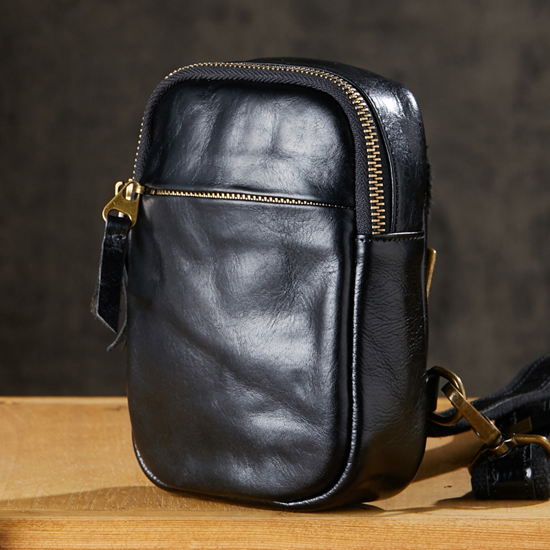 手工原创真皮潮流胸包男个性休闲头层植鞣牛皮单肩斜挎包时尚男包