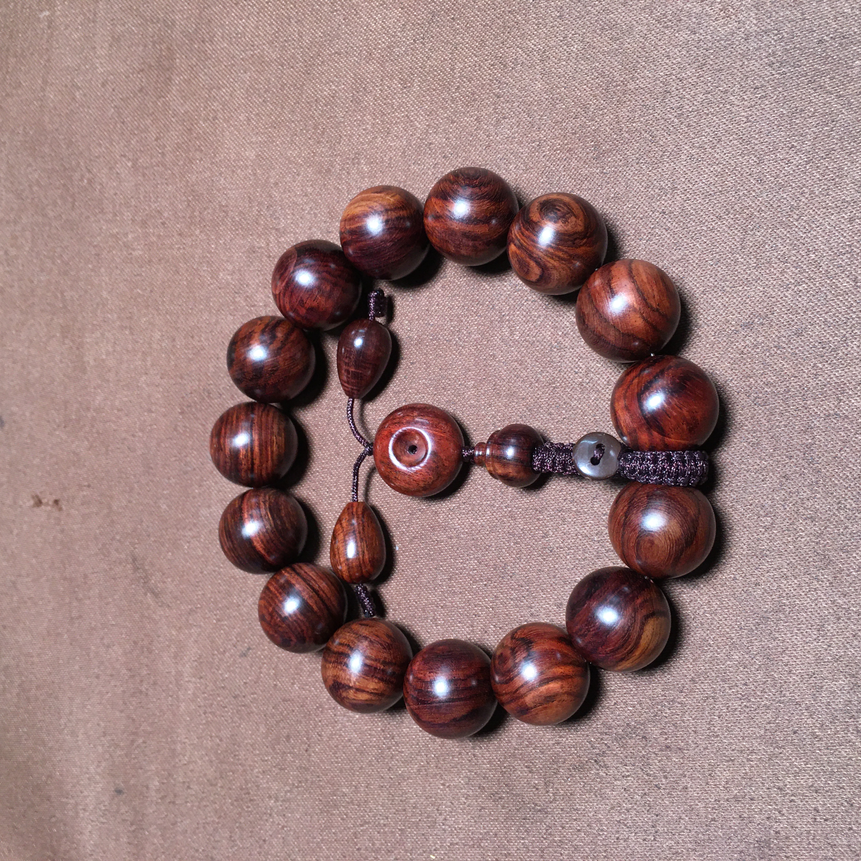 【一物一拍】FS036海南黄花梨黄金油梨留疤1.5老型手串