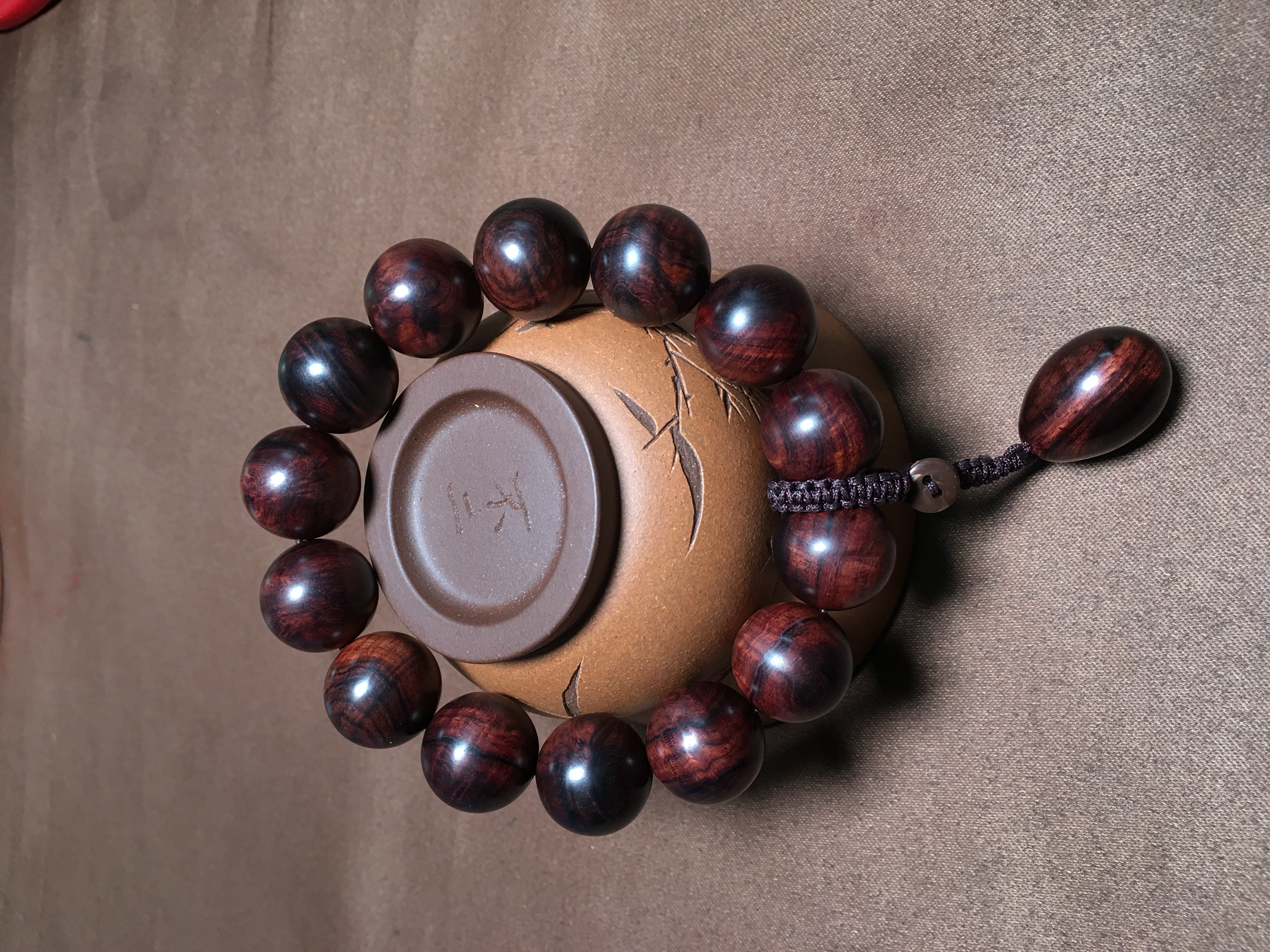 【一物一拍】FS019海南黄花梨油梨多彩水波留疤1.6手串