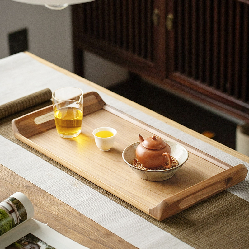 白橡木原木风茶托盘实木干泡台茶盘长方形大号家用木质收纳盘