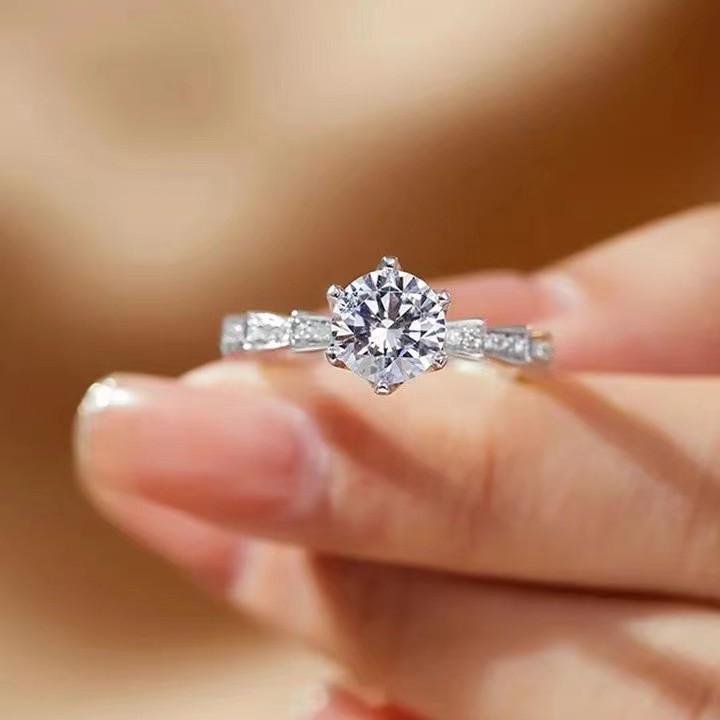 925银莫桑石戒指 【蛇骨女戒】0.5-2.0ct高品质经典时尚轻奢女戒 