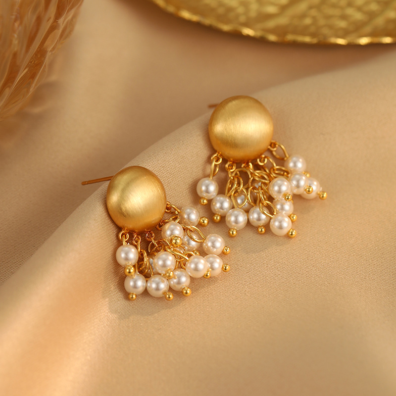 铜合金仿珍珠耳饰 【捕梦星落】法式流苏耳环手工时尚气质轻奢0865