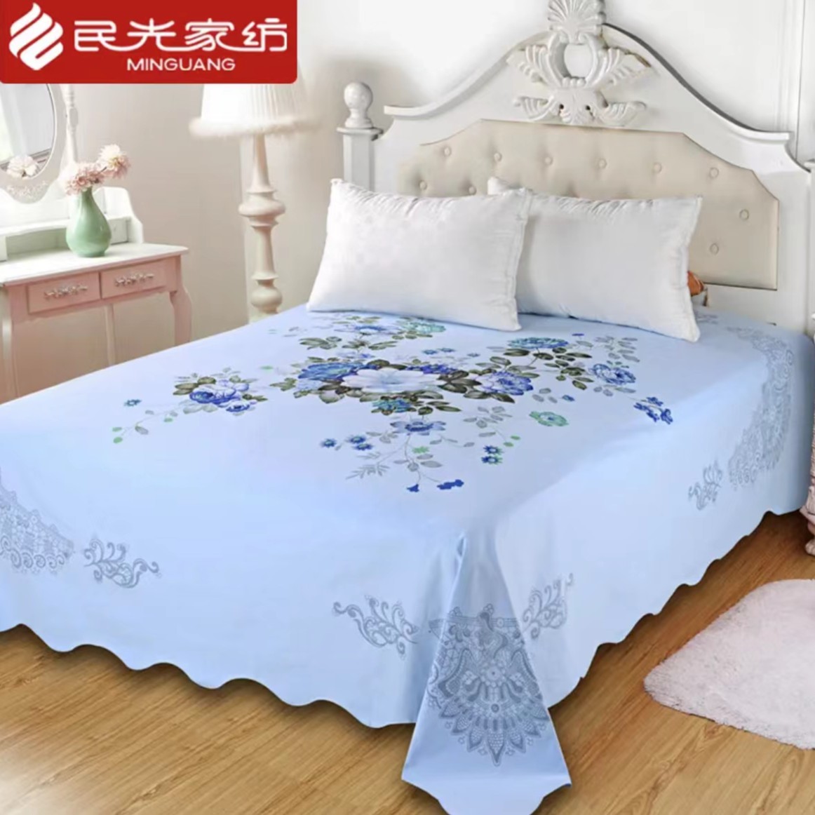 【磨毛】上海民光纯棉 磨毛床单耐磨抗造不掉毛 中式大花加厚床单