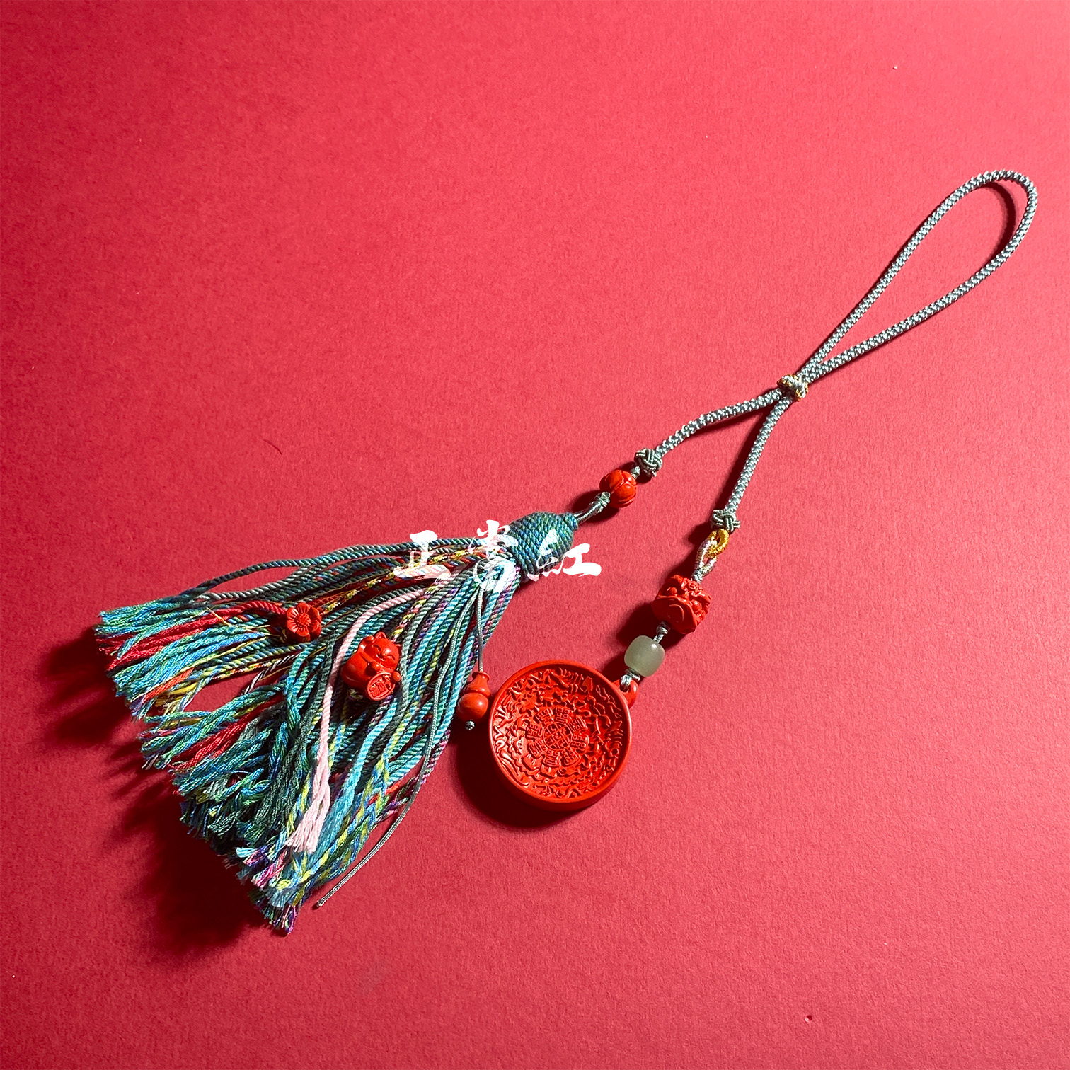 天然辰砂爆款纯手工藏式流苏九宫八卦手搓棉线多宝款车挂包挂礼物