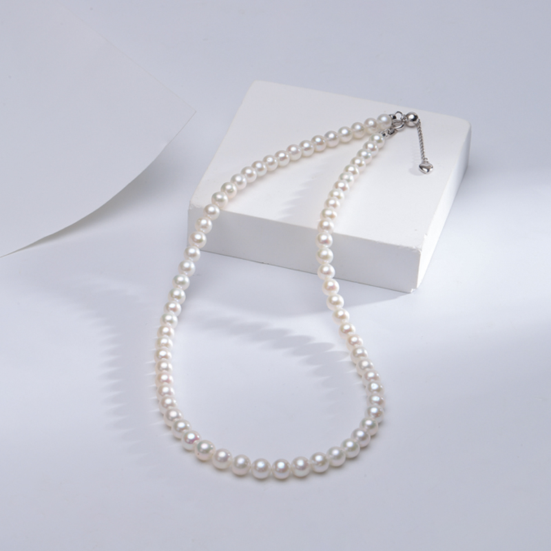 【公主连】淡水珍珠5.5-6.5mm项链 s925银爱心尾链 合金夹头 z01609