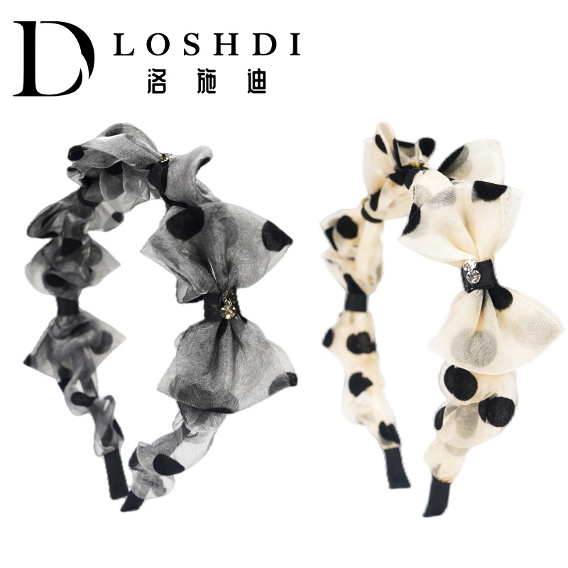 LOSHDI浪漫波点时尚甜美可爱少女蝴蝶结【紫嫣】发箍网红百搭发饰