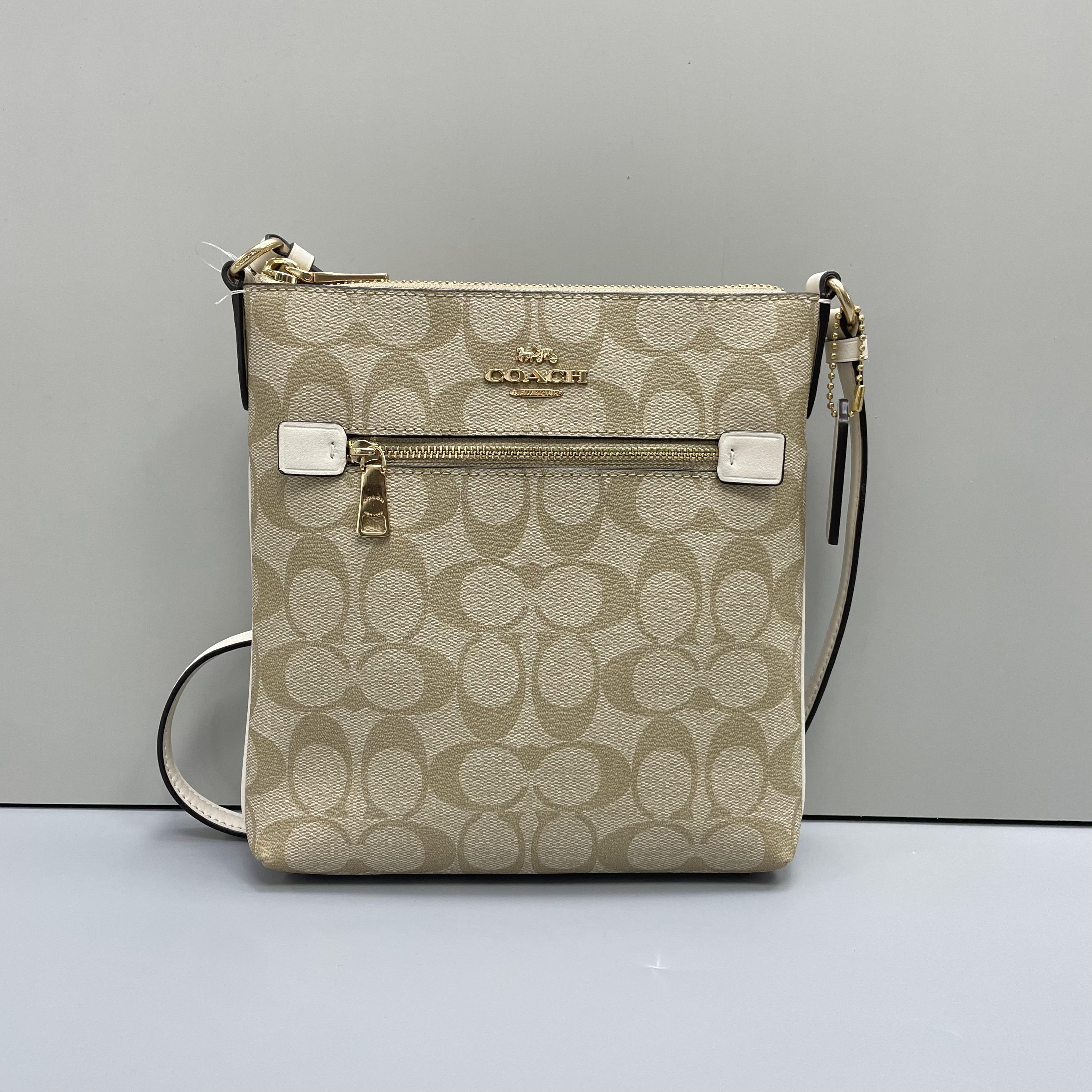99新 COACH/蔻驰 小林/白拼老花斜挎包20*21*3cmA050809
