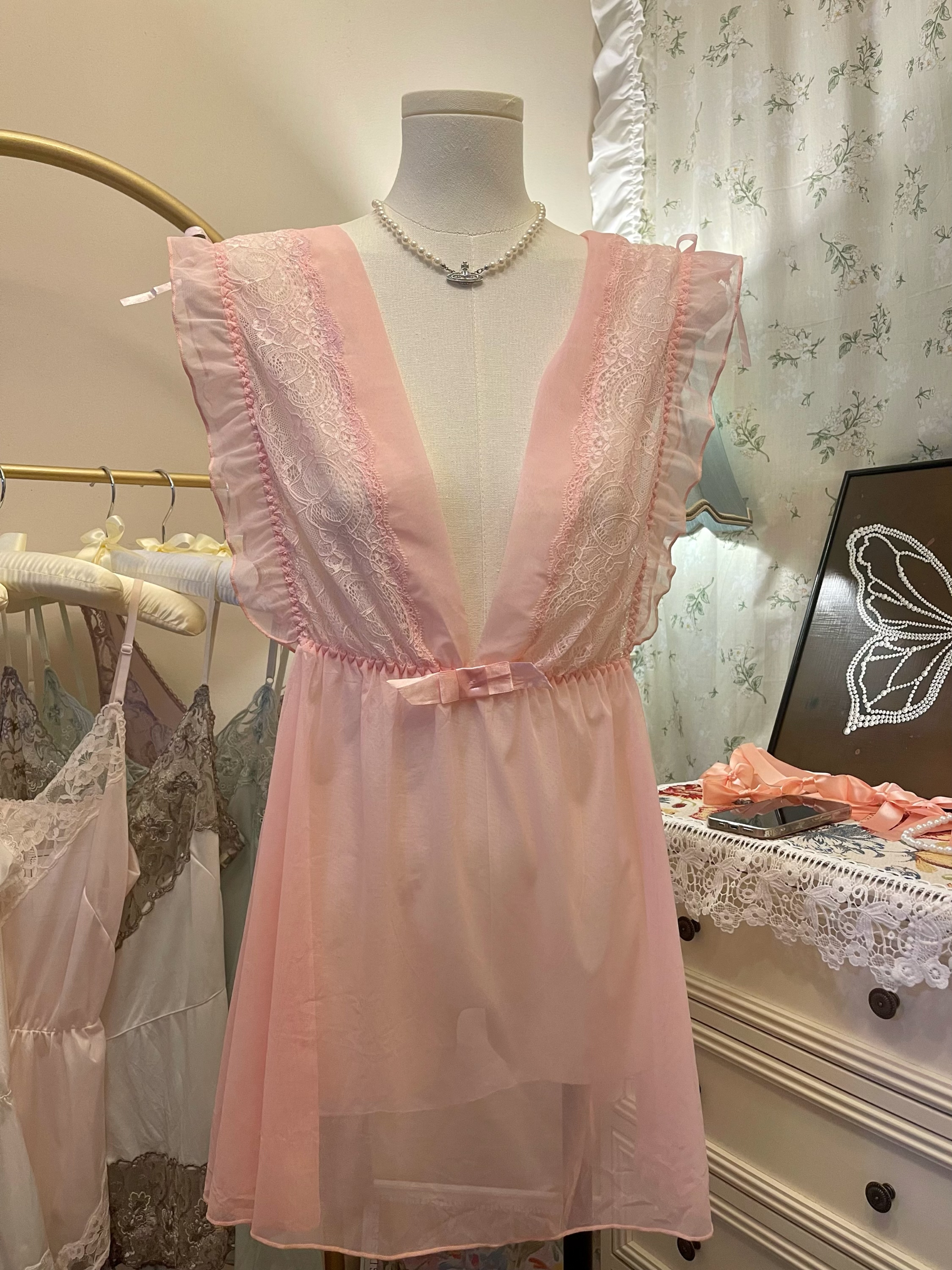 【尤美复古屋】Vintage公主蕾丝纱甜美纯欲复古日制女装吊带连衣裙