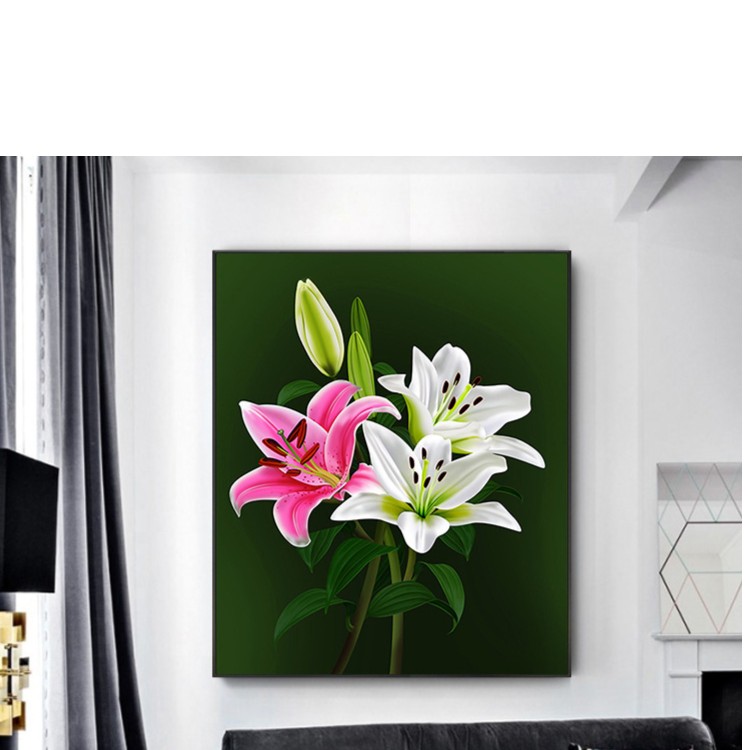 满绣十字绣2023新款客厅线绣植物花卉玉兰花刺绣十字绣