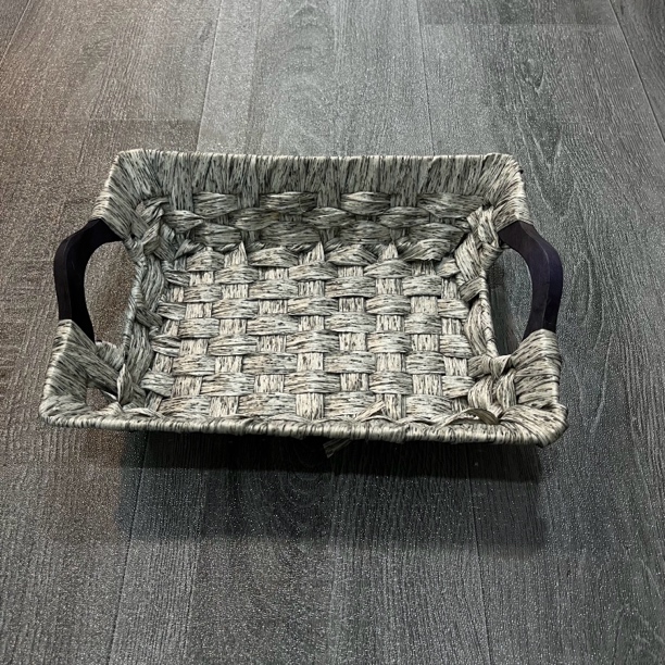 W18【孤品】灰色方形手工简约收纳筐