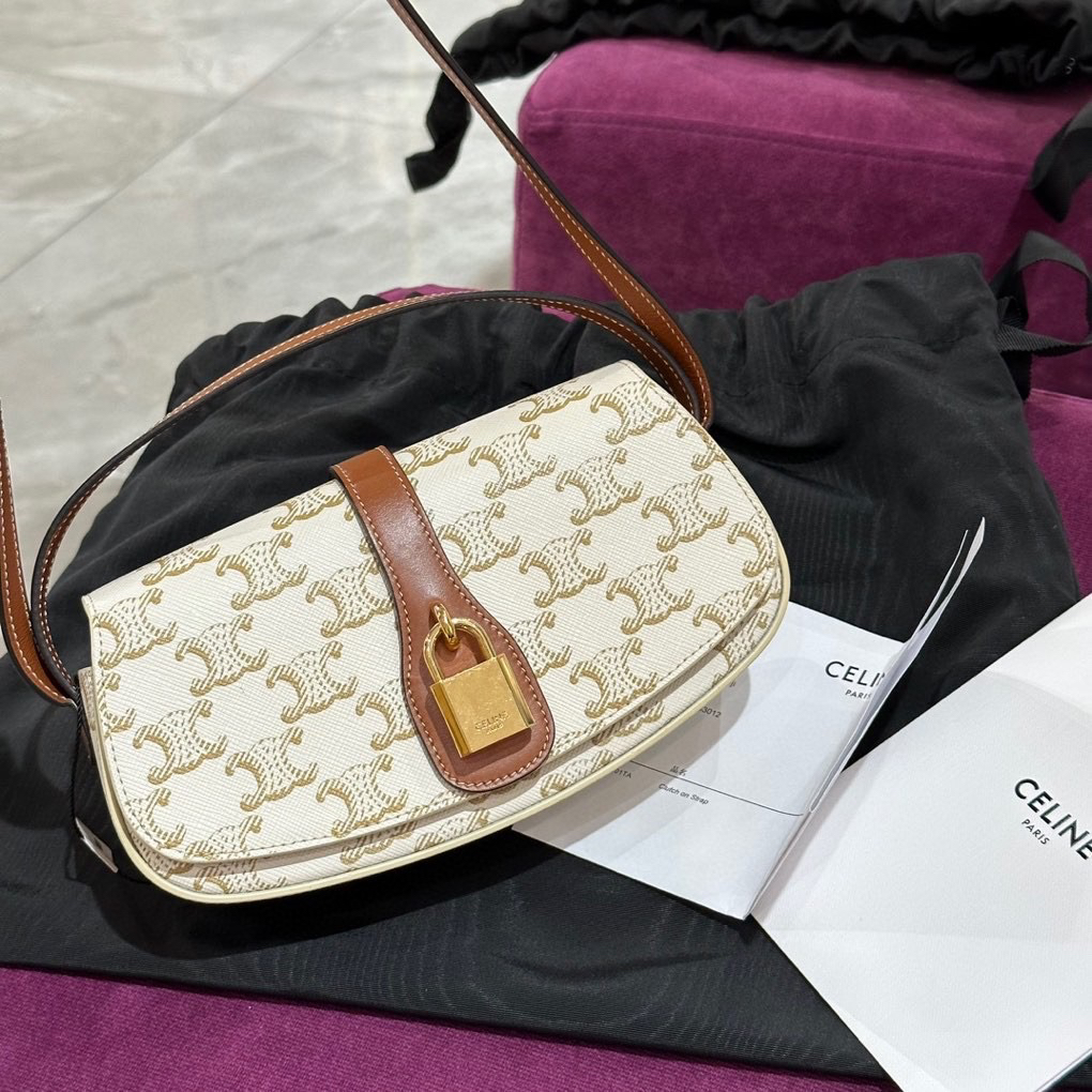 95新 Celine/思琳  白色凯旋门老花腋下包 22年