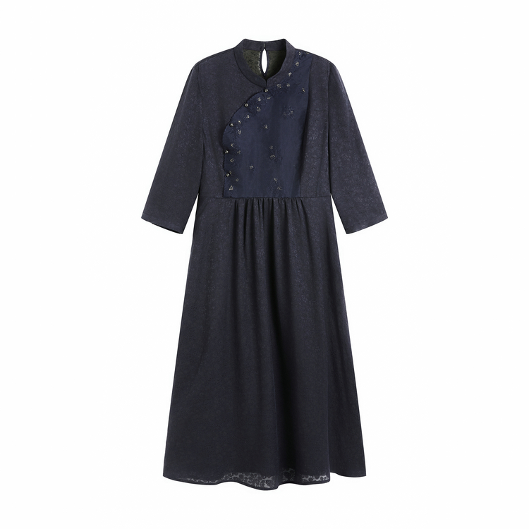 24年春季新款复古中式国风香云纱提花花萝连衣裙6411147288