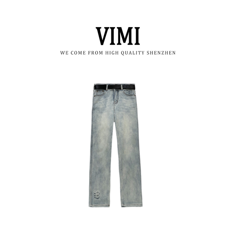 【巴黎潮裤】VIMI新款水洗做旧烟管牛仔裤 235NKZNS10024