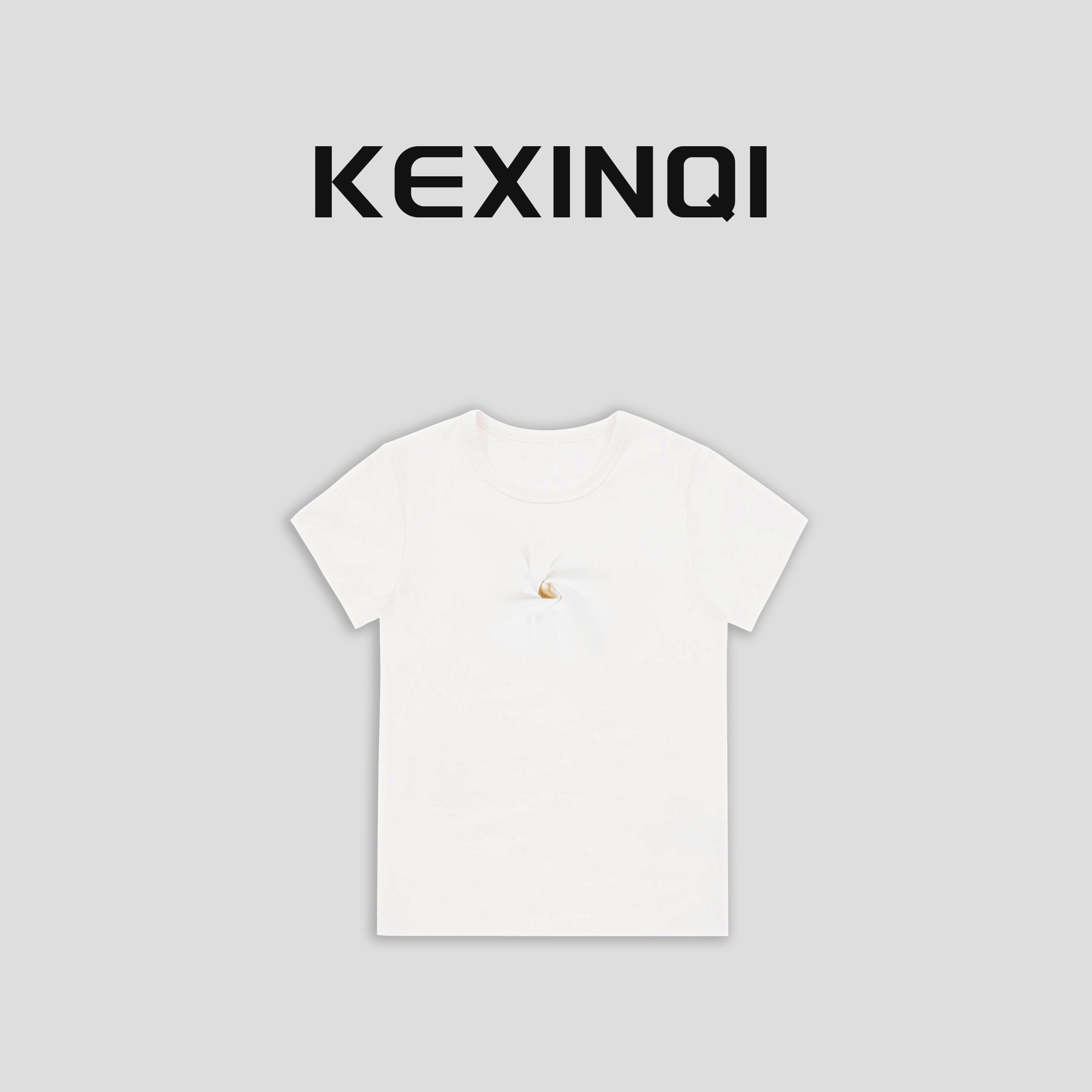 KEXIN 纯色短袖 2024早春新款纯色舒适户外印花T恤-232TXZKX20015