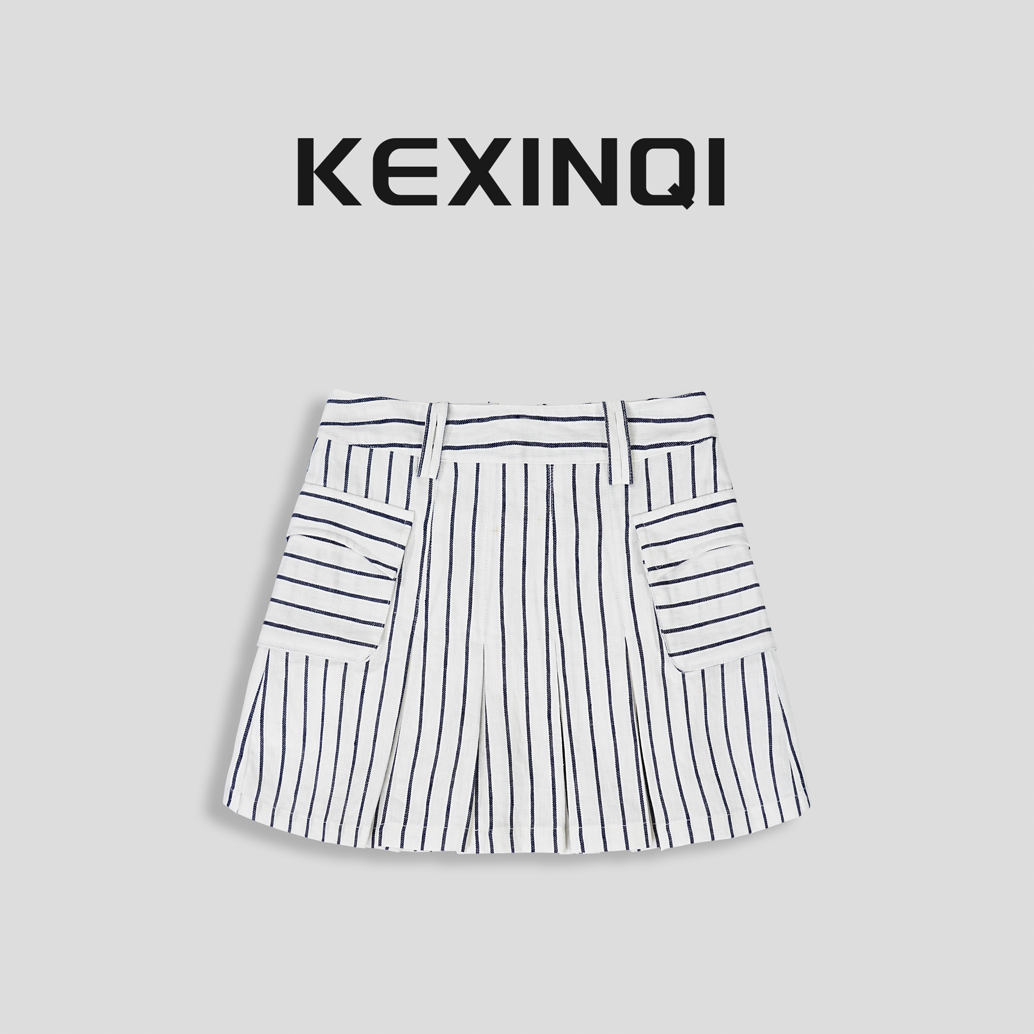 KEXIN 条纹短裙 2024新百搭休闲时尚夏日清凉半裙-242BQZKX20710