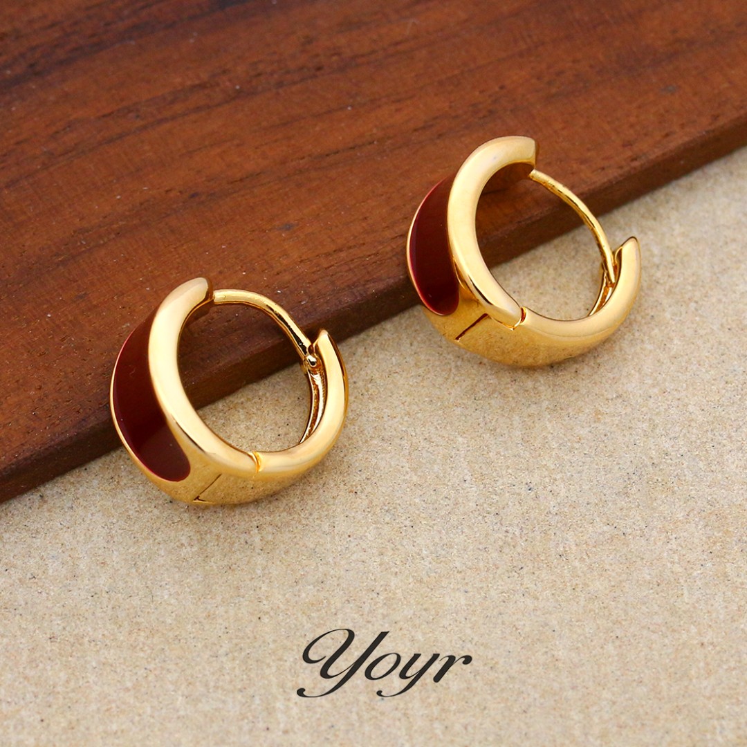 YOYR 铜合金耳饰 红滴釉耳扣 简约耐看高级感时尚百搭气质耳环