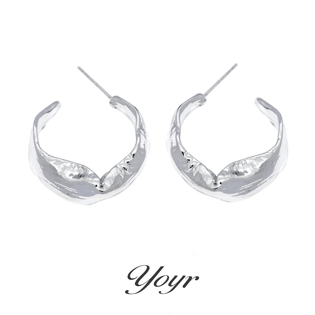 YOYR 铜合金耳饰 韩式锻打耳圈 百搭高级感时尚气质法式简约耳环