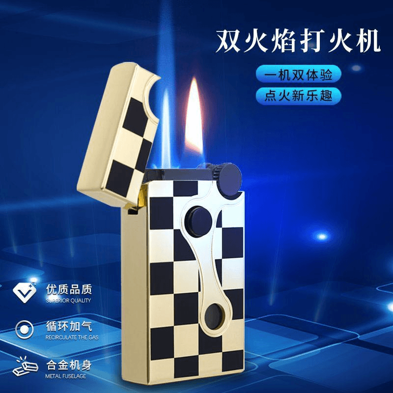 砂轮双火打火机双火焰个性创意防风打火机时尚高端男士礼品