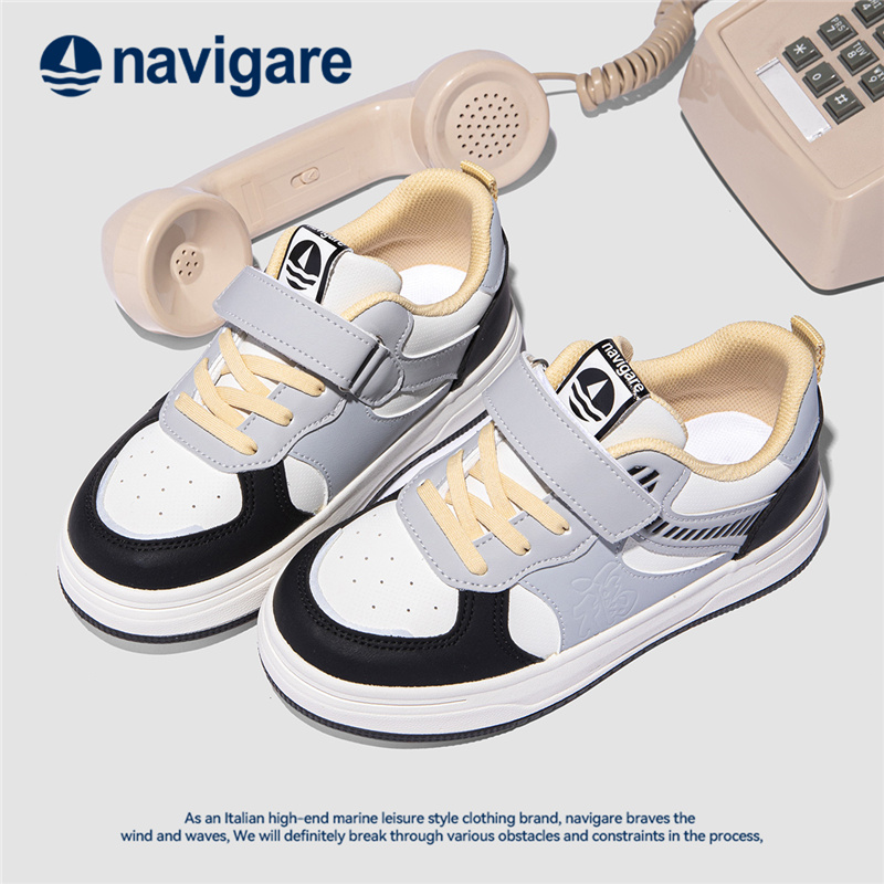 Navigare/纳维凯尔儿童冬季透气运动鞋轻便舒适百搭软底拼色板鞋
