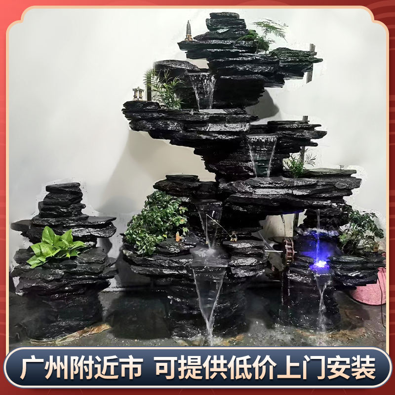 现货假山流水喷泉 鱼池大型摆室内别墅庭院造景 天然真石头