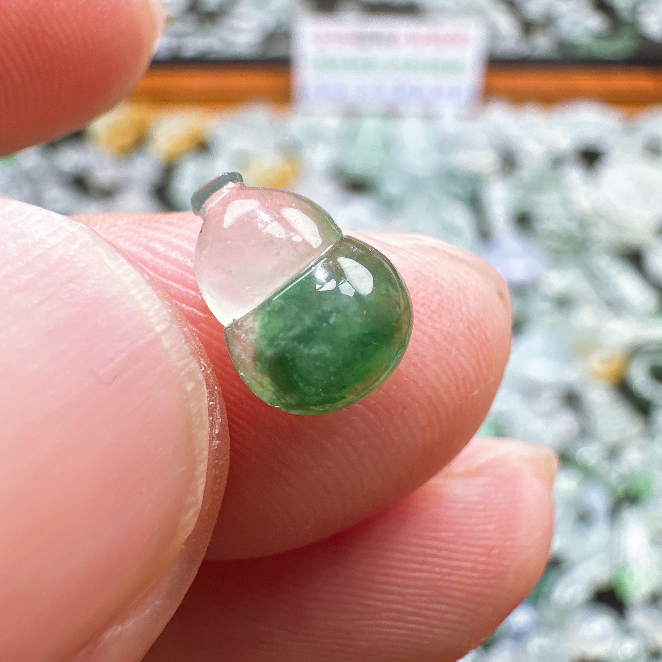 飘花葫芦天然缅甸A货翡翠 小精品定制镶嵌吊坠戒指手链滴流