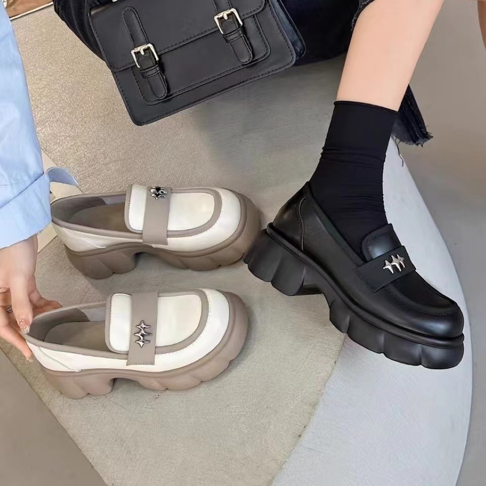 【专】春秋新款时尚百搭乐福鞋女厚底增高鞋女209-399