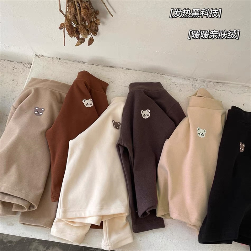 巨软超棒的德绒发热打底衫~男童女童春秋半高领长袖T恤宝宝内搭衣