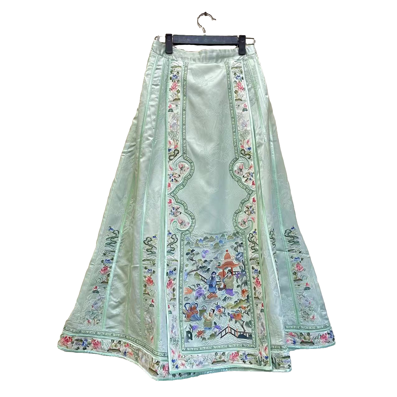 【云舒】夏天桑蚕丝刺绣马面裙时尚百搭长款中国风琥珀流光色半身裙