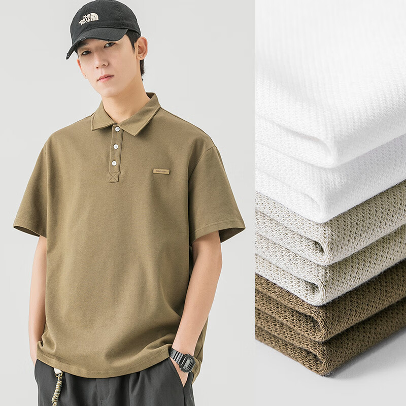 WOODSOON休闲polo衫男短袖春夏季纯色翻领短袖T恤潮流高级感上衣