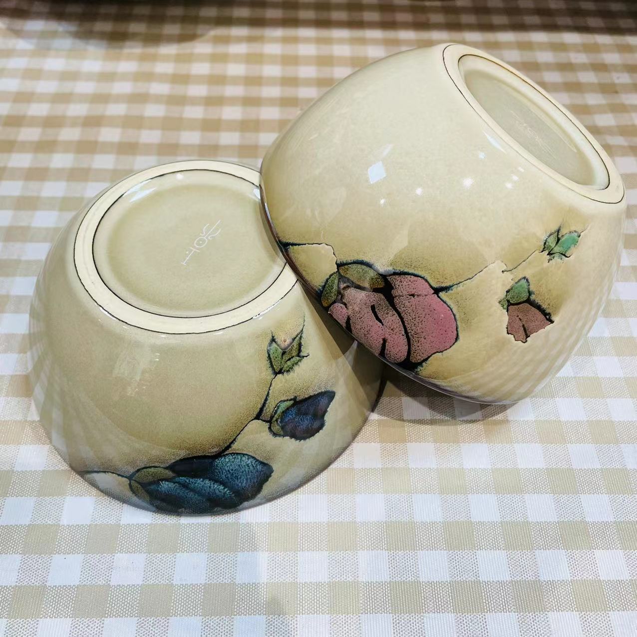 利利家木兰紫+木兰蓝6英寸面碗混搭一对家用釉下彩活动价